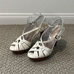 Stuart Weitzman White Strappy Heel Sandals